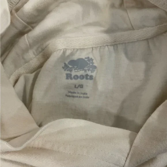 Roots White Cream Lightweight Sweater with Hood Large - Picture 3 of 5